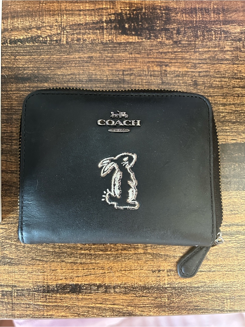 Selena Gomez x Coach Black Leather Zip Wallet